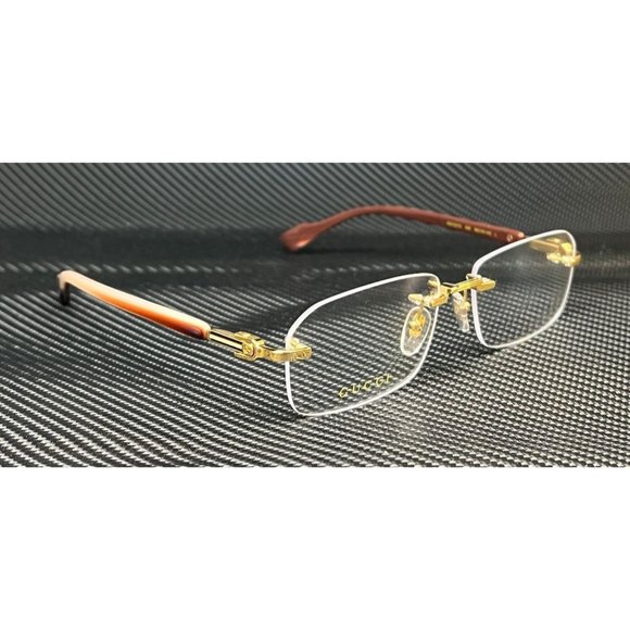 Gucci Gold Trim Brown Men's Eyeglasses - Picture 3 of 5